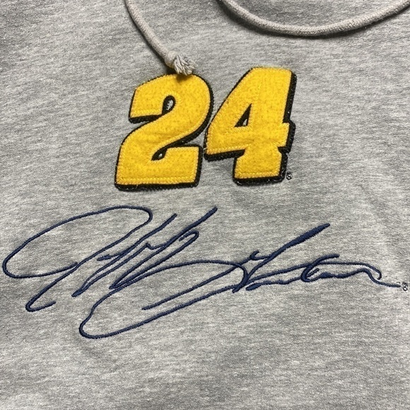 Vintage Chase Authentics NASCAR Jeff Gordon Grey Hooded Sweatshirt Large - Picture 8 of 10